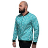 Aqua Paisley Bandana Print Men's Bomber Jacket-grizzshop