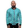 Aqua Paisley Bandana Print Men's Bomber Jacket-grizzshop