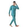 Aqua Paisley Bandana Print Men's Pajamas-grizzshop