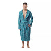 Aqua Paisley Bandana Print Men's Robe-grizzshop