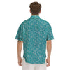 Aqua Paisley Bandana Print Men's Short Sleeve Shirts-grizzshop