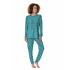 Aqua Paisley Bandana Print Women's Pajamas-grizzshop