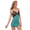 Aqua Paisley Bandana Print Women's Sexy Night Dress-grizzshop