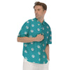 Aqua Paw Print Men's Short Sleeve Shirts-grizzshop