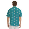 Aqua Paw Print Men's Short Sleeve Shirts-grizzshop