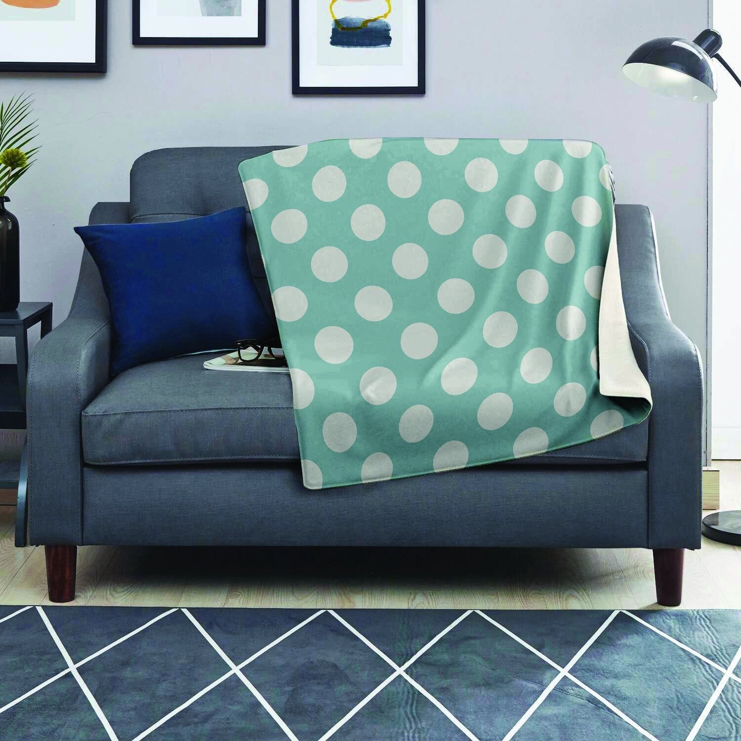 Aqua Polka Dot Blanket-grizzshop