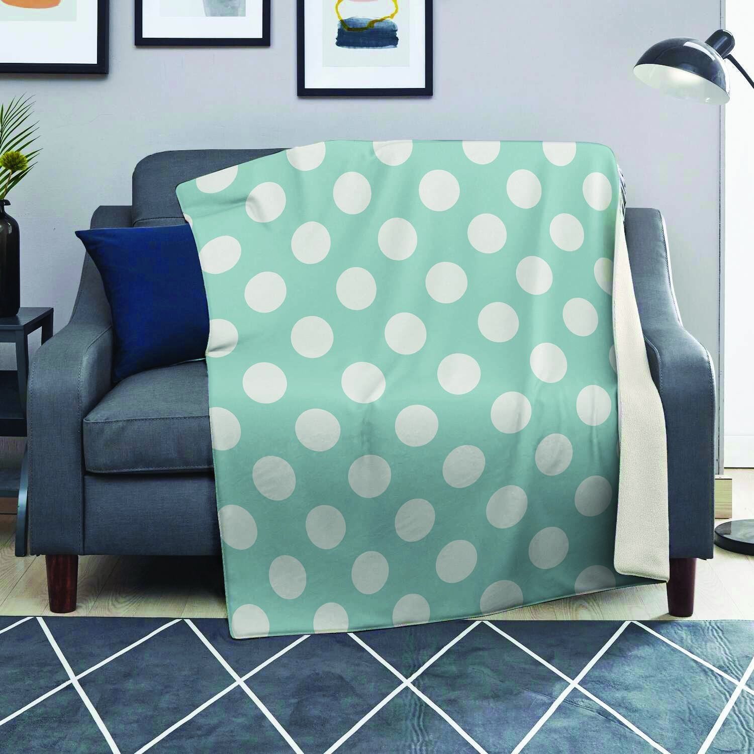 Aqua Polka Dot Blanket-grizzshop