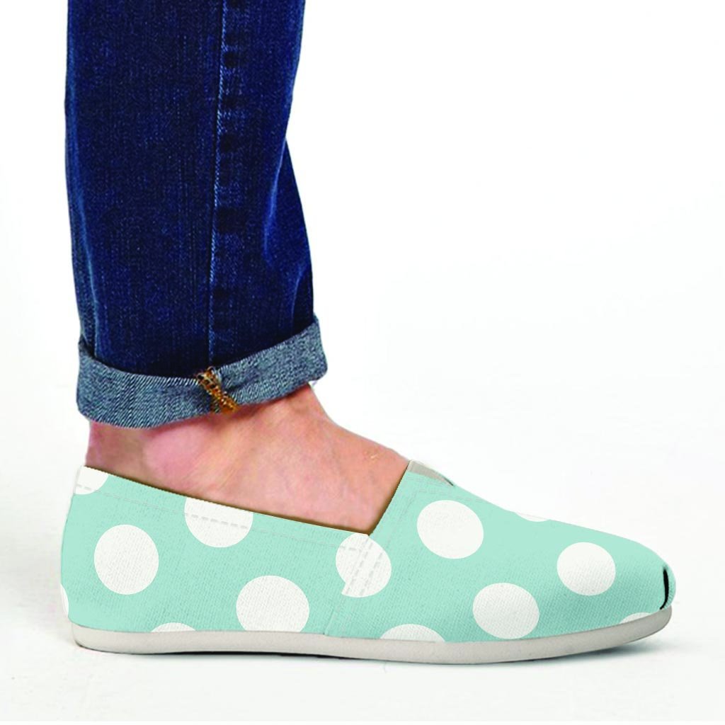 Aqua Polka Dot Canvas Shoes-grizzshop