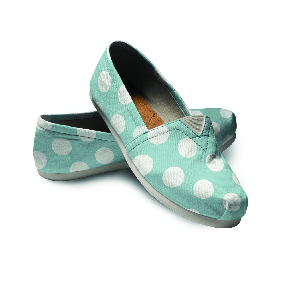 Aqua Polka Dot Canvas Shoes-grizzshop