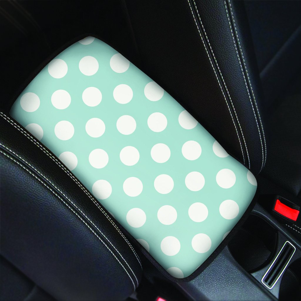 Aqua Polka Dot Car Console Cover-grizzshop