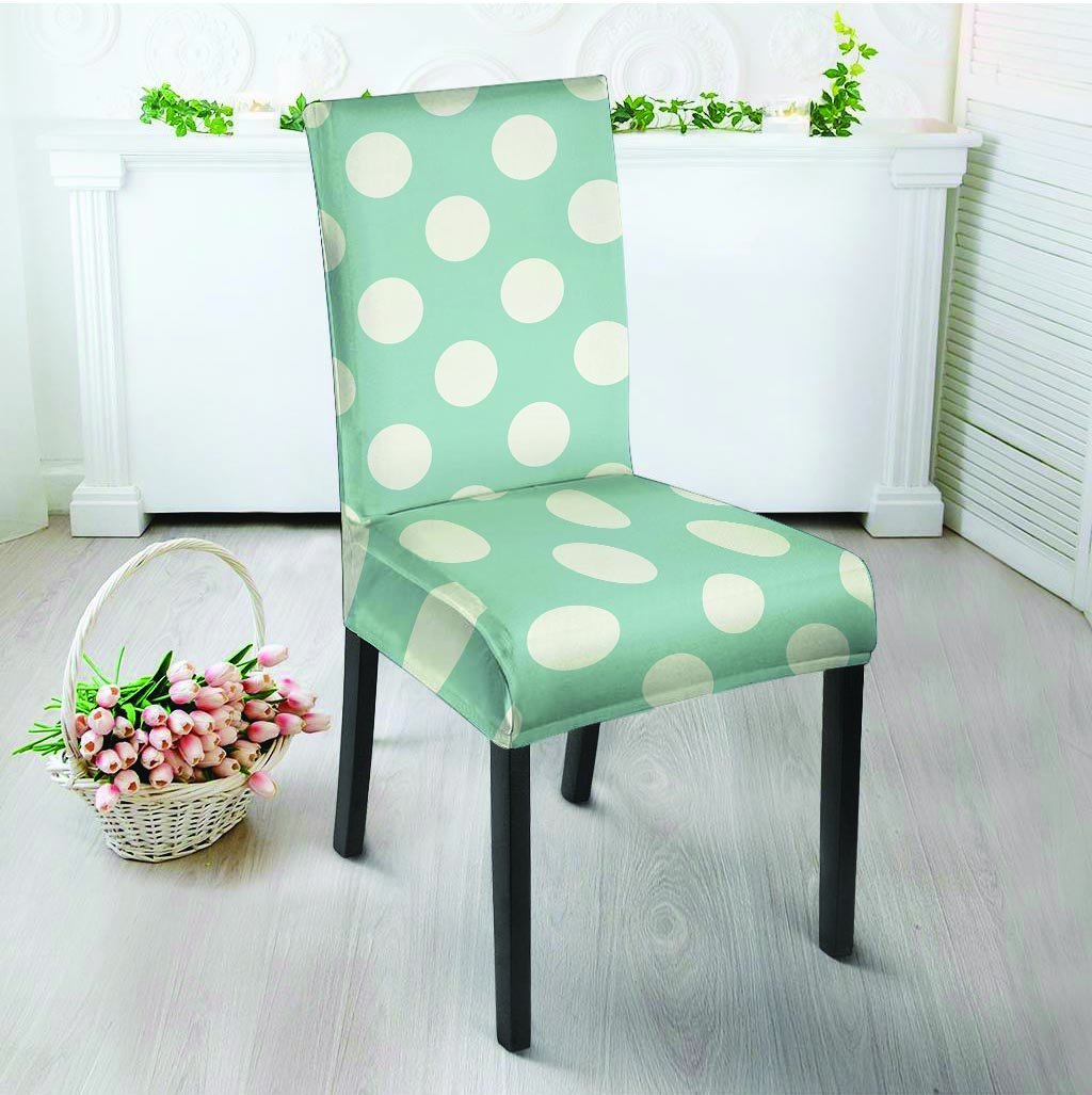 Aqua Polka Dot Chair Cover-grizzshop