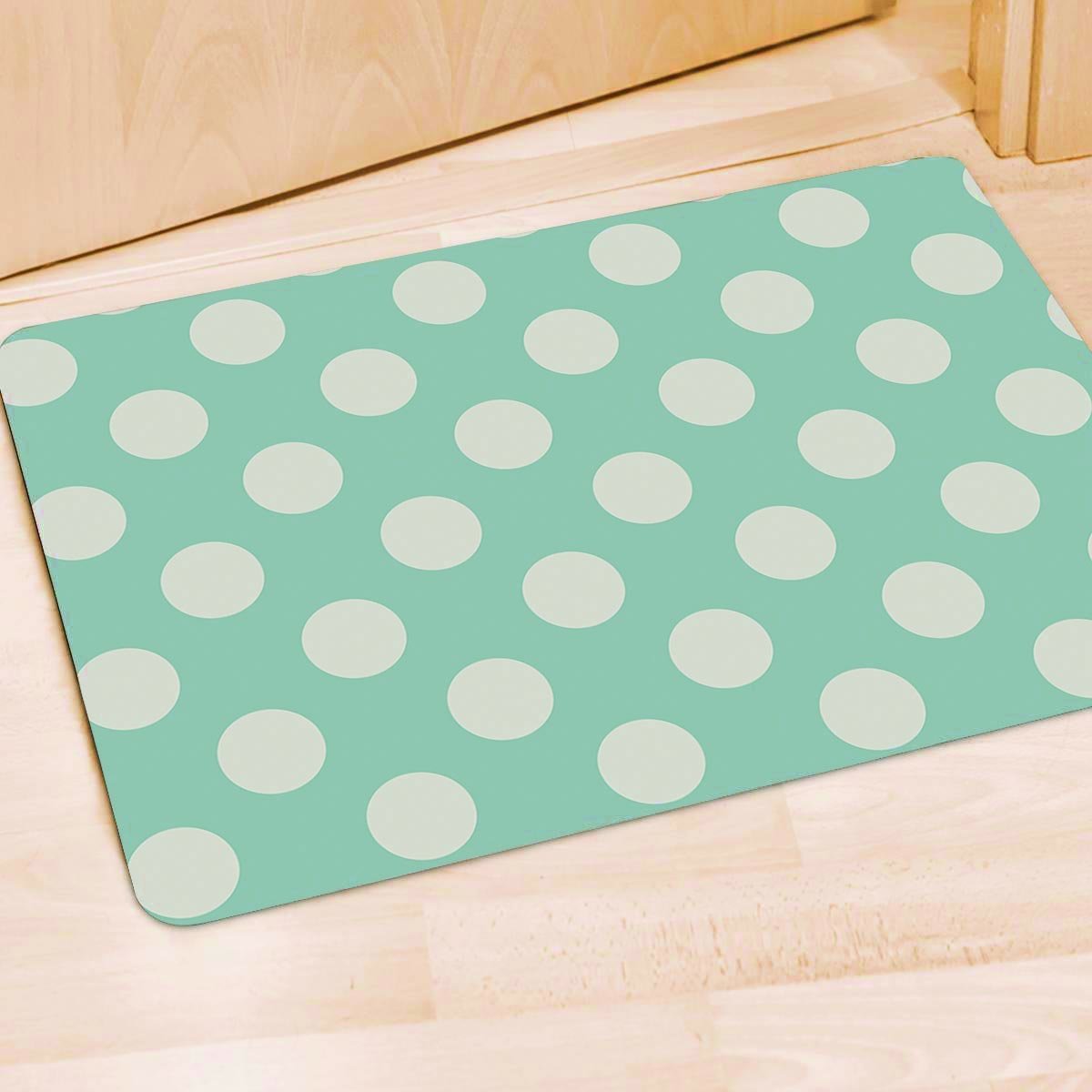 Aqua Polka Dot Door Mat-grizzshop