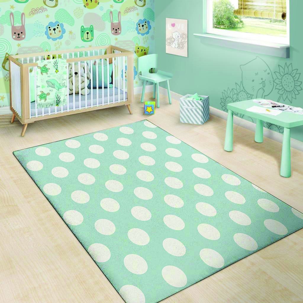 Aqua Polka Dot Floor Mat-grizzshop