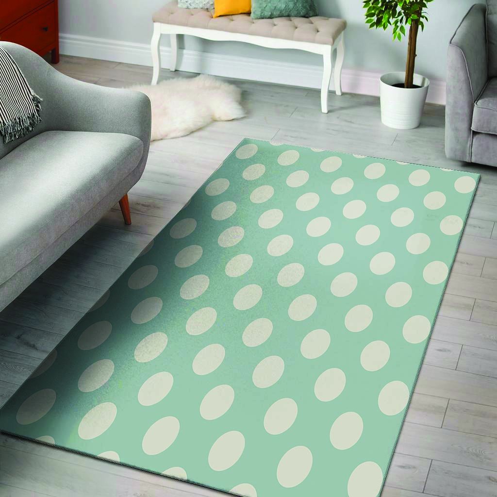 Aqua Polka Dot Floor Mat-grizzshop