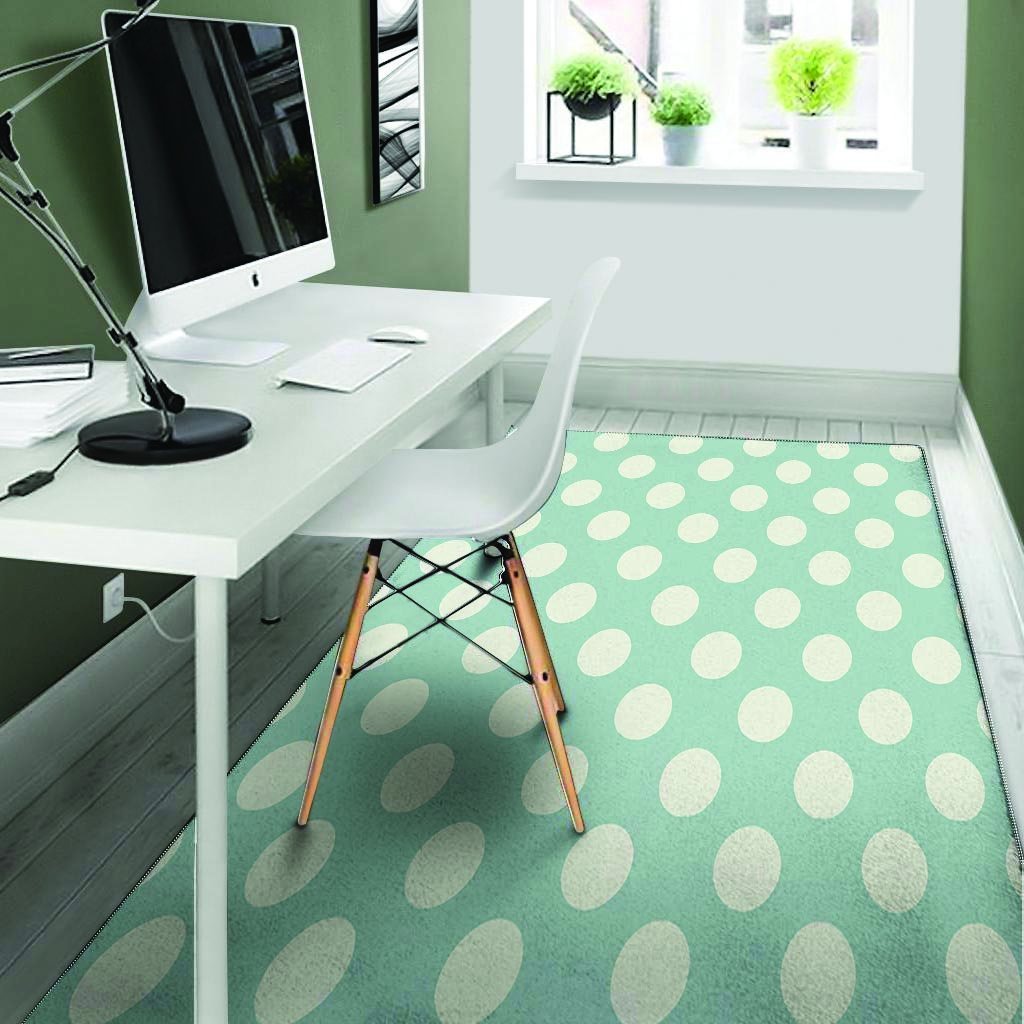 Aqua Polka Dot Floor Mat-grizzshop