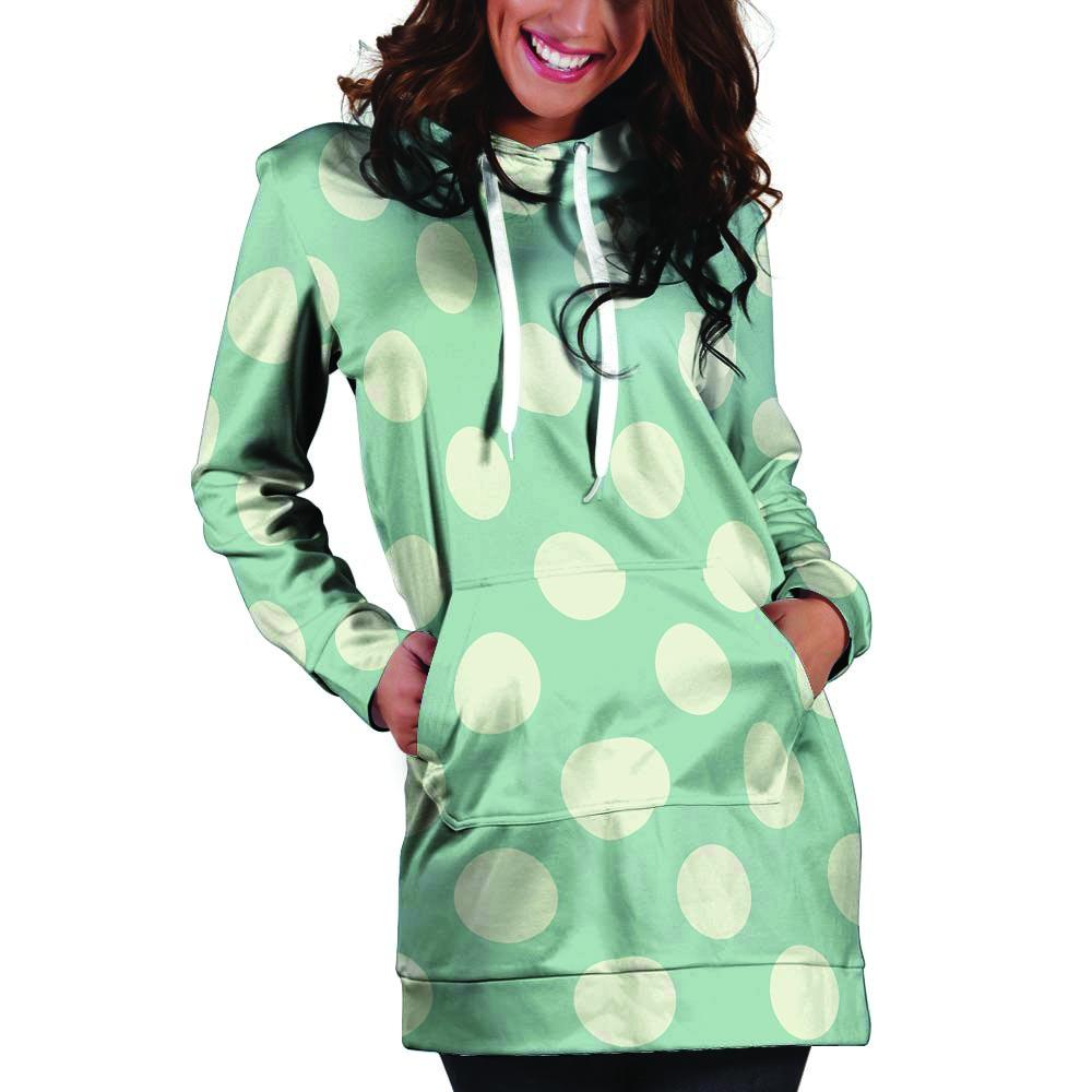 Aqua Polka Dot Hoodie Dress-grizzshop