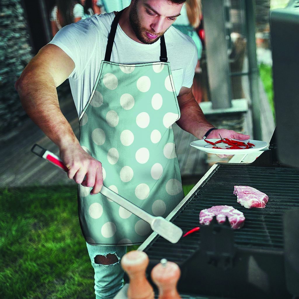 Aqua Polka Dot Men's Apron-grizzshop