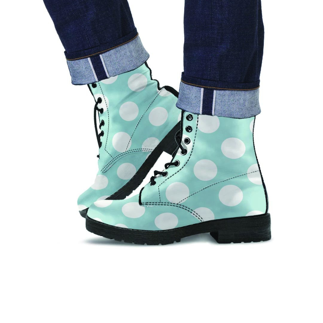 Aqua Polka Dot Men's Boots-grizzshop