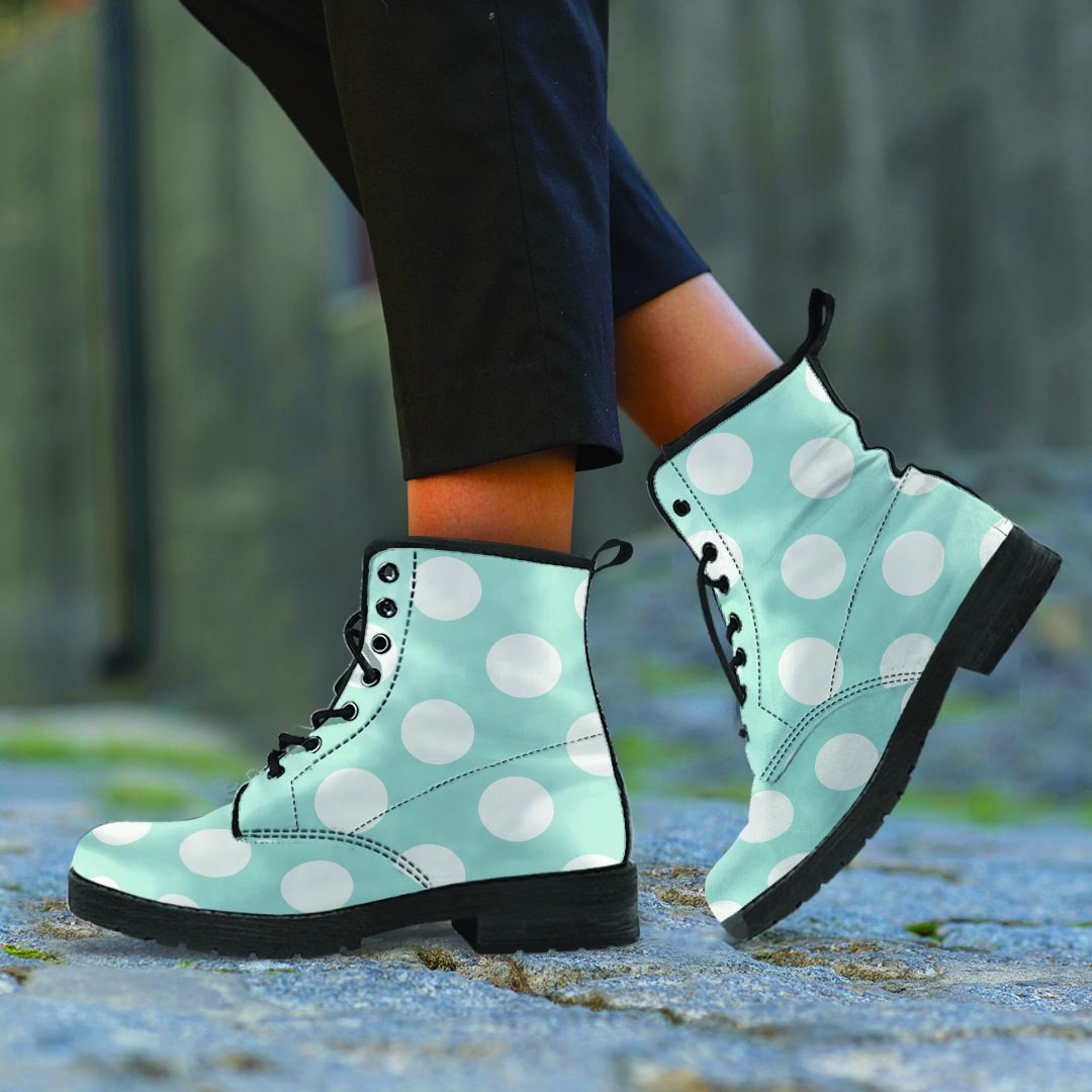 Aqua Polka Dot Men's Boots-grizzshop