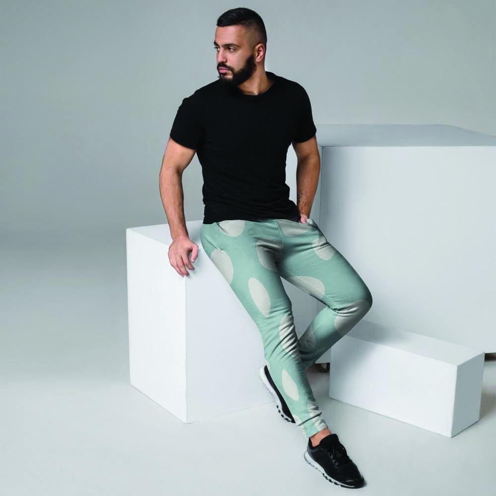 Aqua Polka Dot Men's Joggers-grizzshop