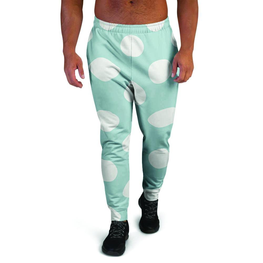 Aqua Polka Dot Men's Joggers-grizzshop