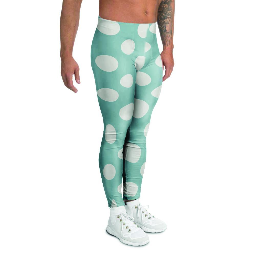 Aqua Polka Dot Men's Leggings-grizzshop