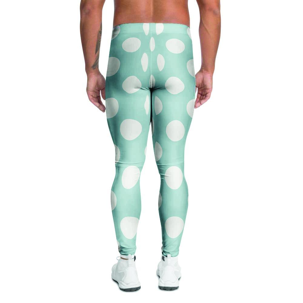 Aqua Polka Dot Men's Leggings-grizzshop