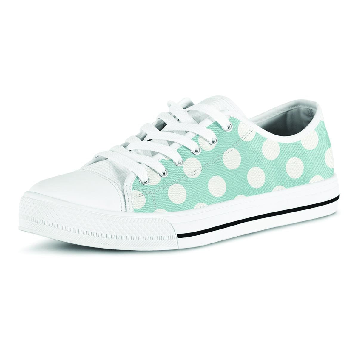 Aqua Polka Dot Men's Low Top Shoes-grizzshop