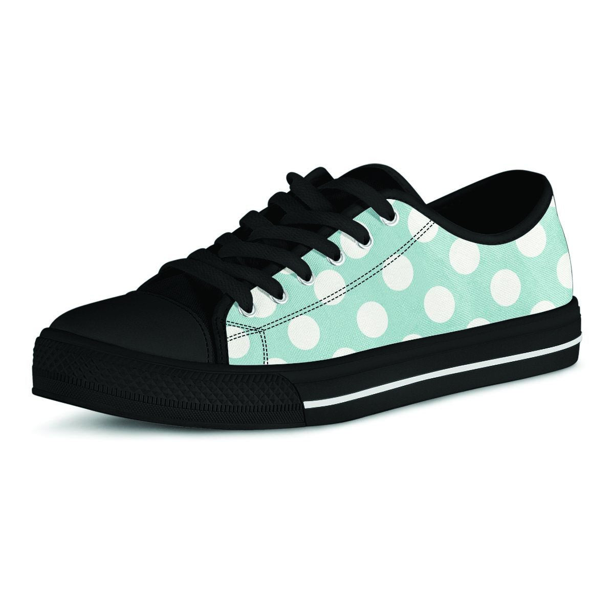 Aqua Polka Dot Men's Low Top Shoes-grizzshop