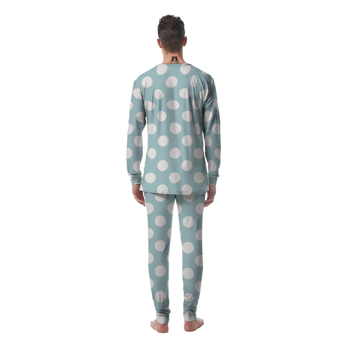 Aqua Polka Dot Men's Pajamas-grizzshop