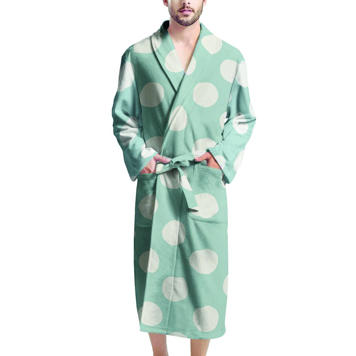 Aqua Polka Dot Men's Robe-grizzshop