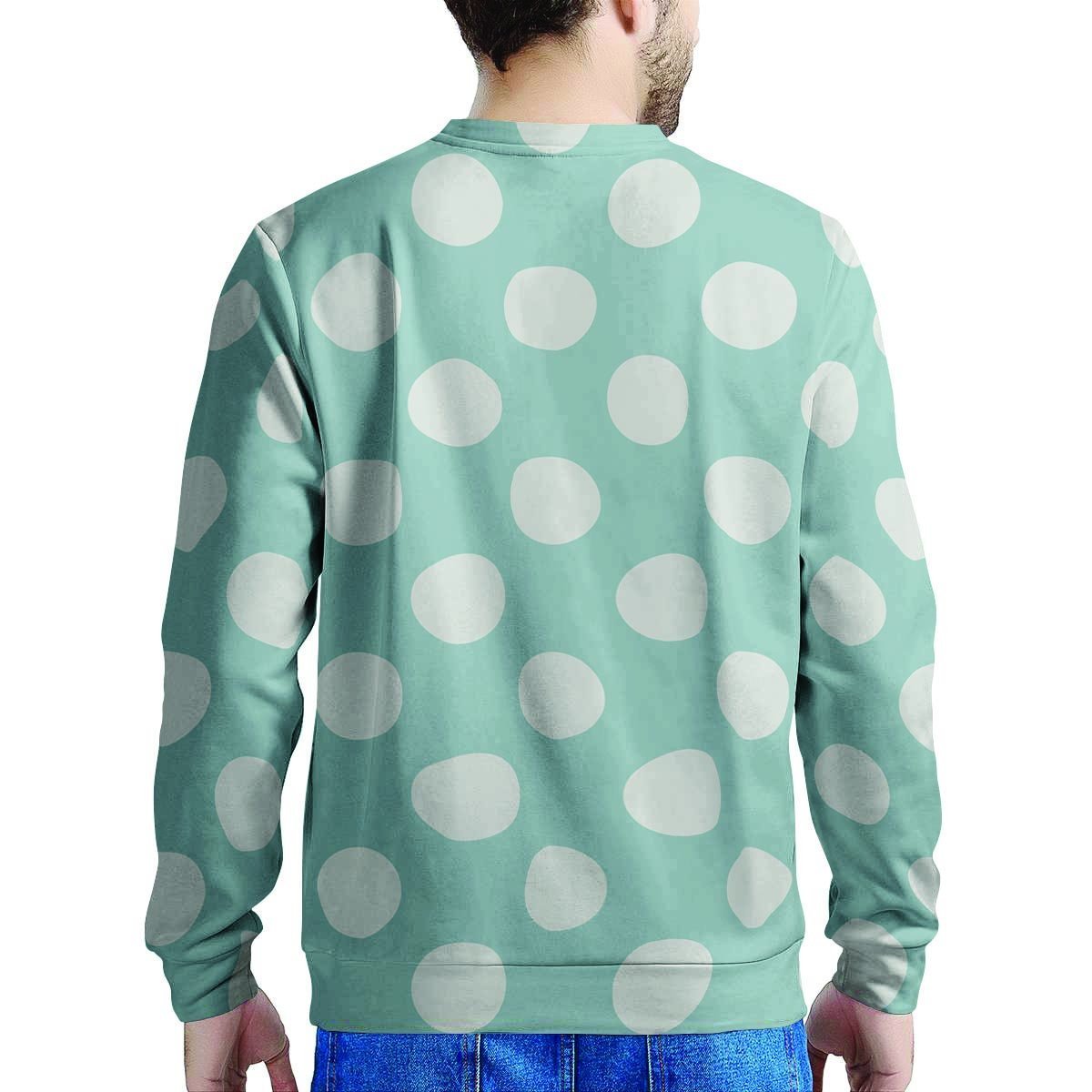 Aqua Polka Dot Men's Sweatshirt-grizzshop