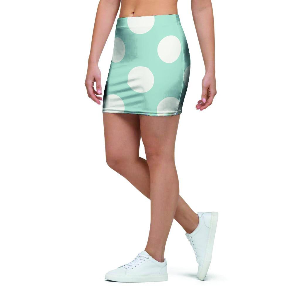 Aqua Polka Dot Mini Skirt-grizzshop