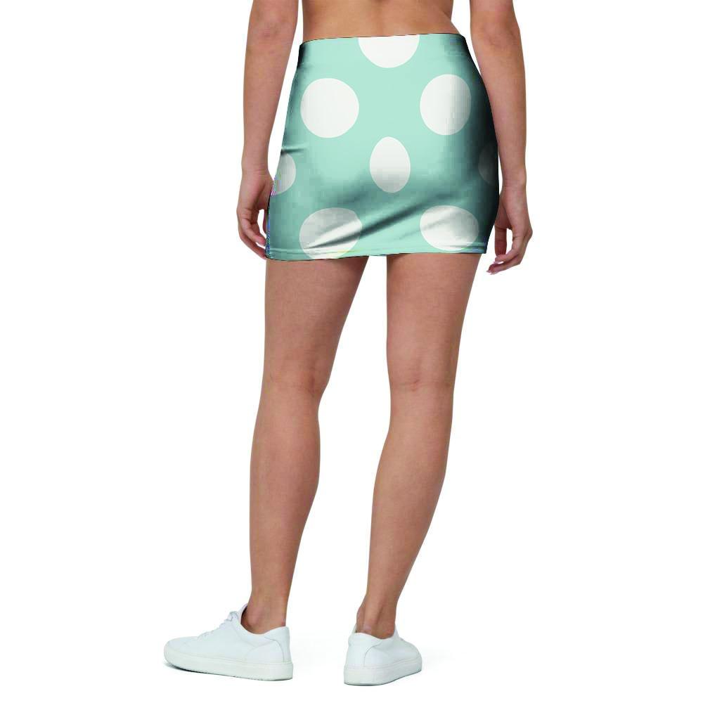 Aqua Polka Dot Mini Skirt-grizzshop