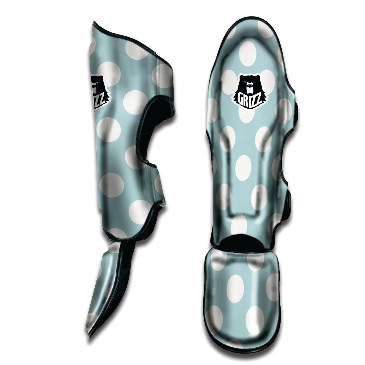 Aqua Polka Dot Muay Thai Shin Guard-grizzshop