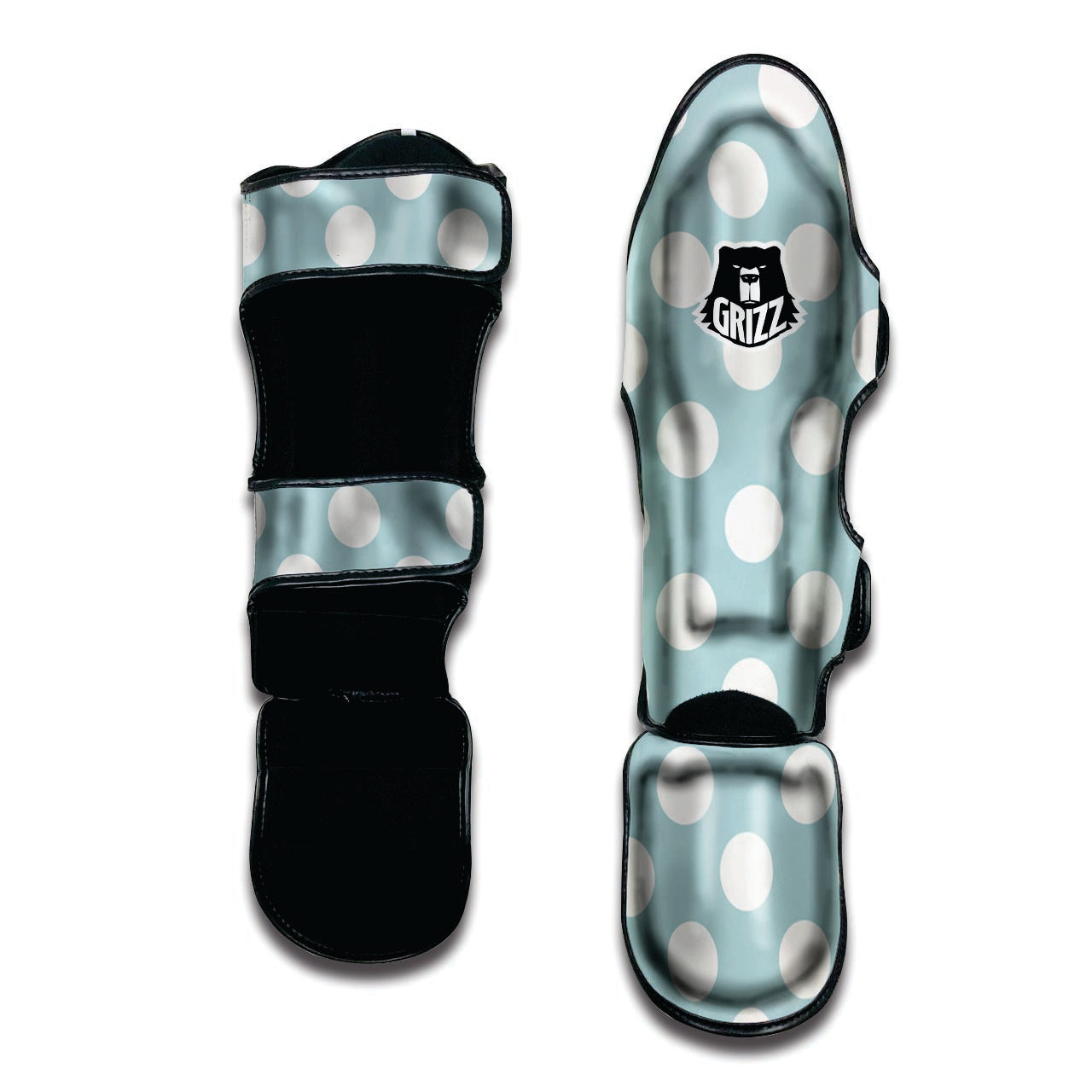 Aqua Polka Dot Muay Thai Shin Guard-grizzshop