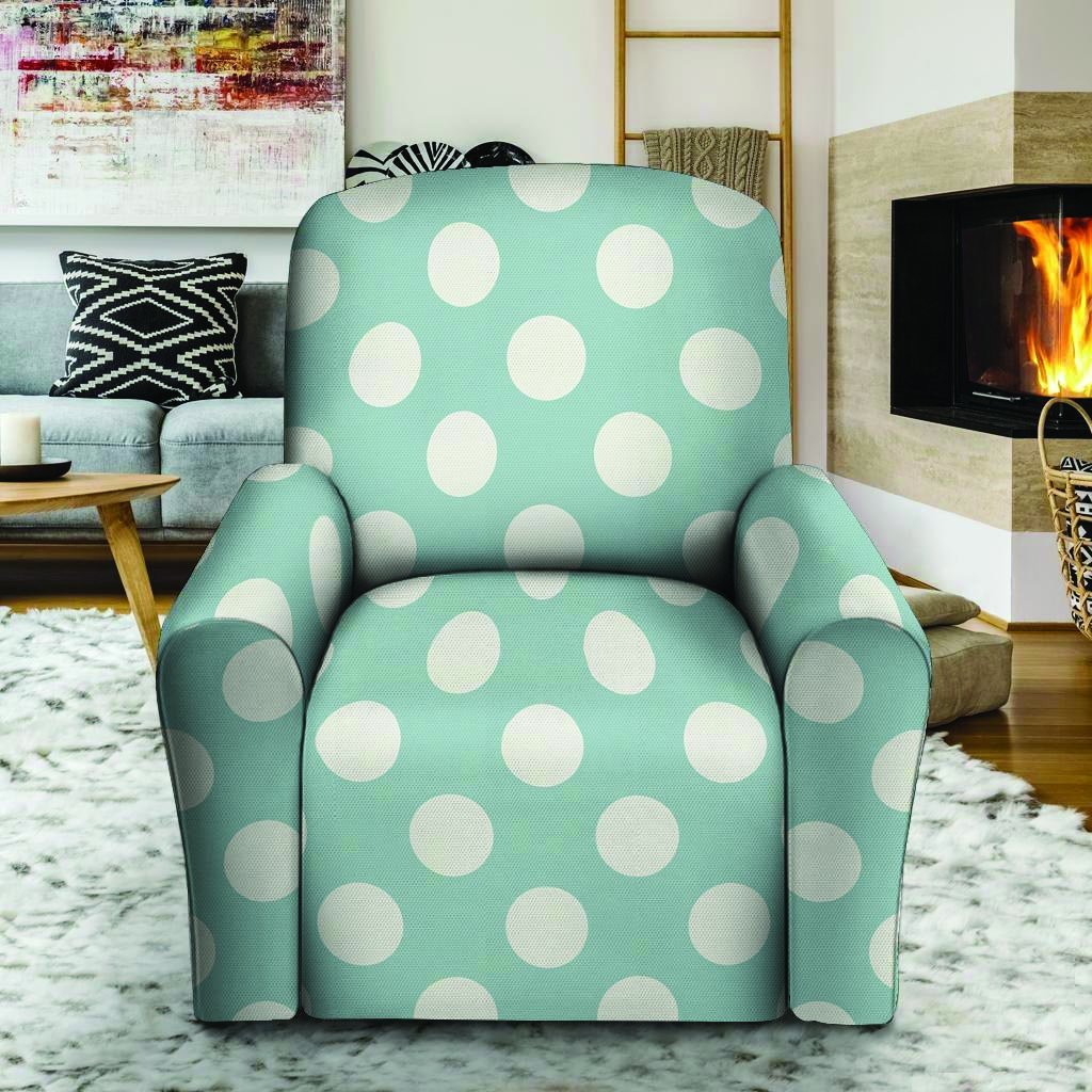 Aqua Polka Dot Recliner Cover-grizzshop