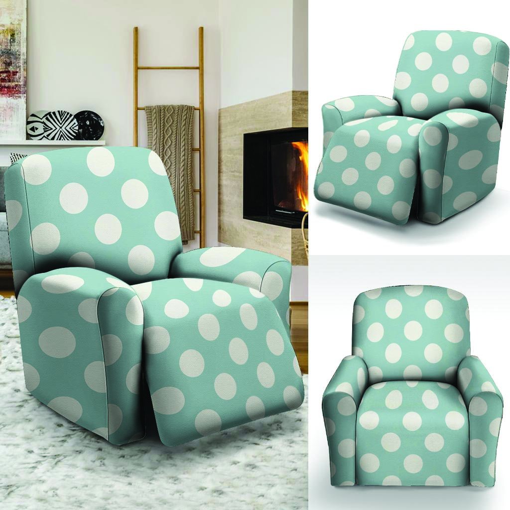 Aqua Polka Dot Recliner Cover-grizzshop