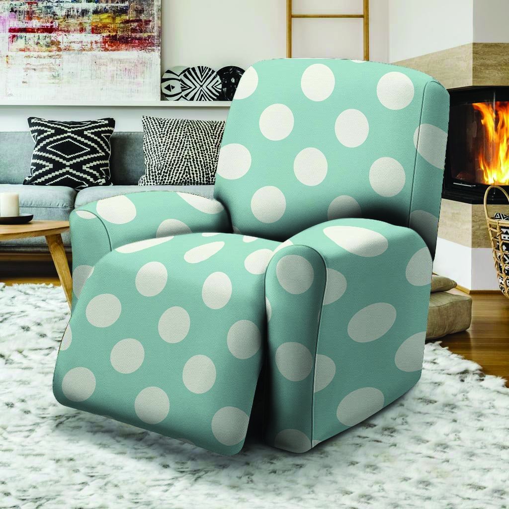 Aqua Polka Dot Recliner Cover-grizzshop