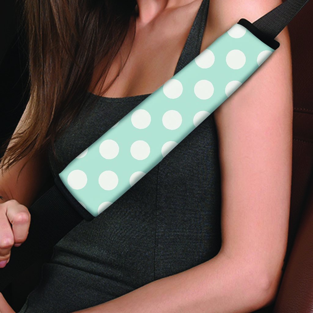 Aqua Polka Dot Seat Belt Cover-grizzshop