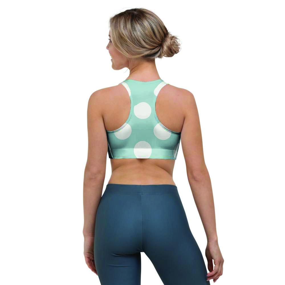 Aqua Polka Dot Sports Bra-grizzshop