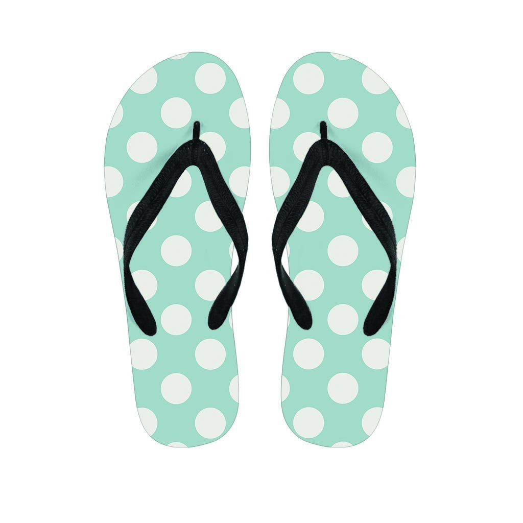 Aqua Polka Dot Women's Flip Flops-grizzshop