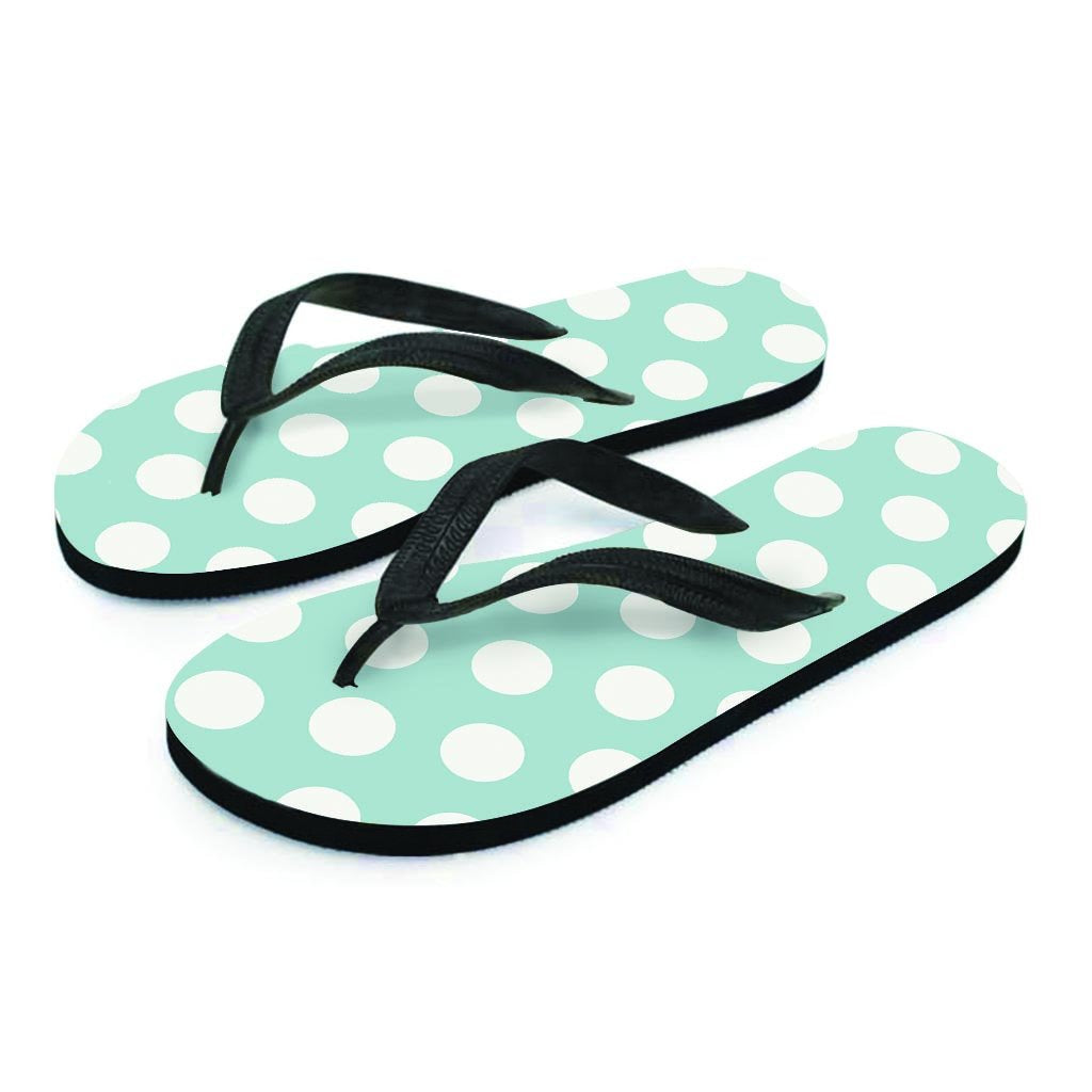 Aqua Polka Dot Women's Flip Flops-grizzshop