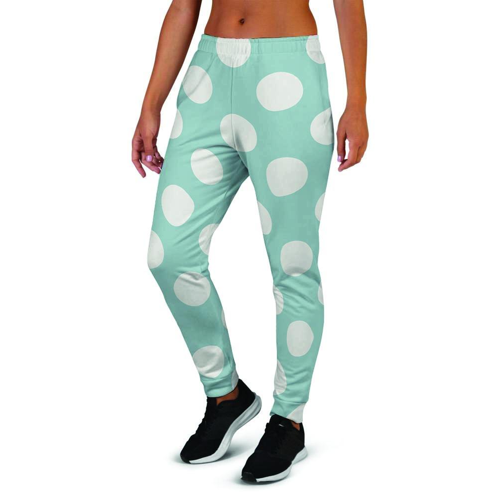 Aqua Polka Dot Women's Joggers-grizzshop