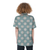 Aqua Polka Dot Women's Short Sleeve Shirts-grizzshop