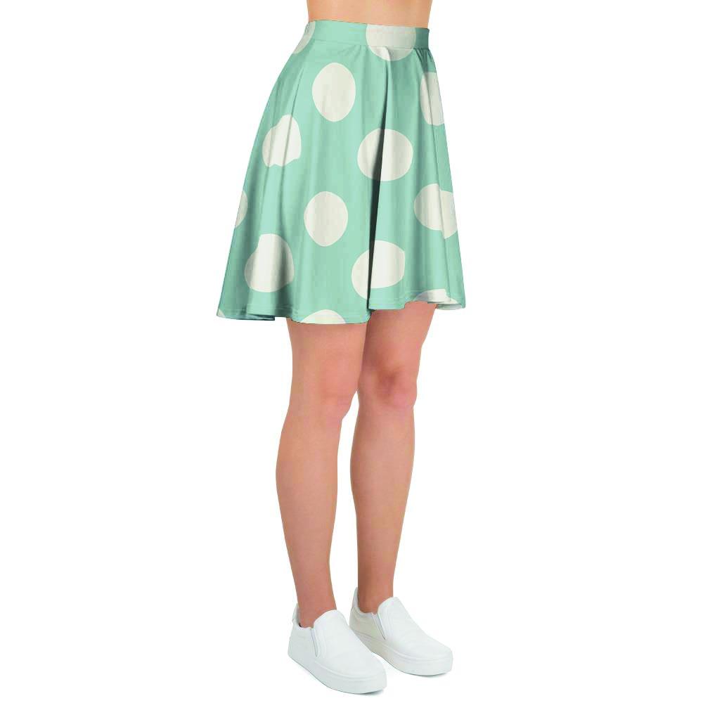 Aqua Polka Dot Women's Skirt-grizzshop