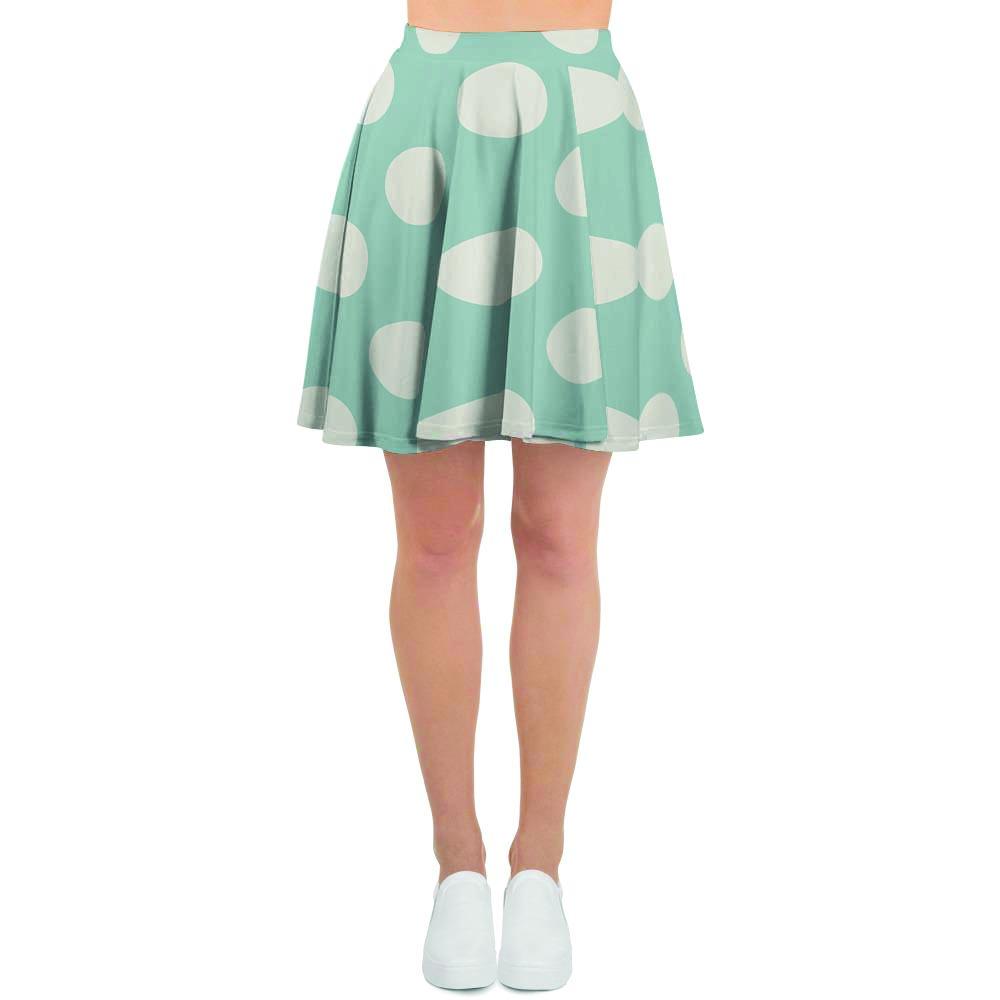 Aqua Polka Dot Women's Skirt-grizzshop