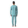 Aqua Wave Striped Print Men's Pajamas-grizzshop