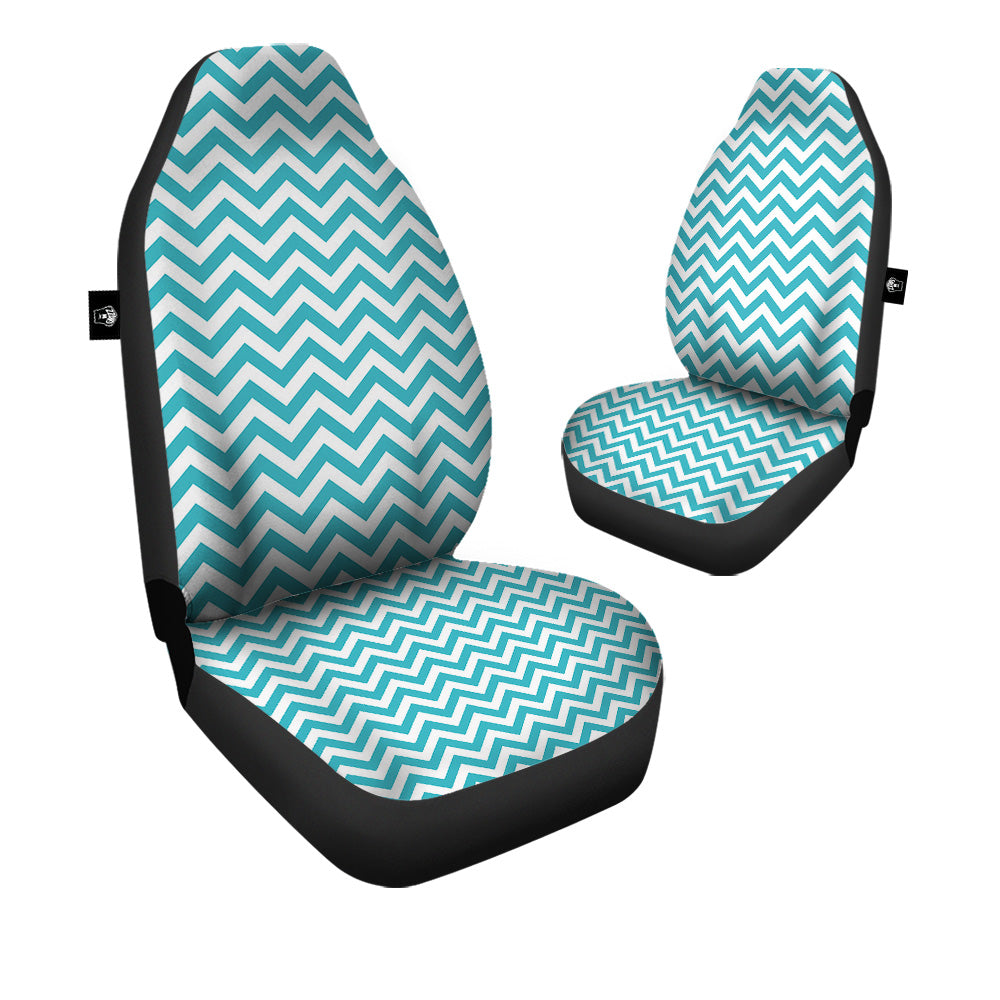 Aqua Zigzag Print Pattern Car Seat Covers-grizzshop