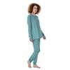 Aqua Zigzag Print Pattern Women's Pajamas-grizzshop